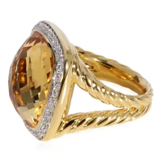 Citrine and diamond Albion Ring set in 18K yellow gold by David Yurman