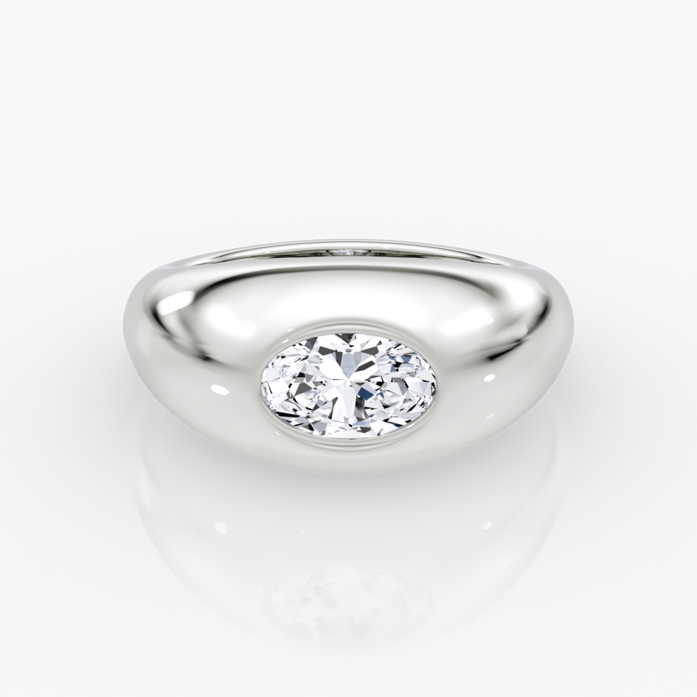 Elegant 14K yellow gold band with a 1.0 ct oval VRAI created diamond, part of the VRAI x Petra & Meehan Flannery Collection.