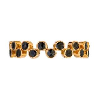 Sethi Couture Zig Zag Black Diamond Gold Band: 18K yellow gold band featuring 28 rose cut black diamonds totaling 0.50ct, set in a zig-zag pattern