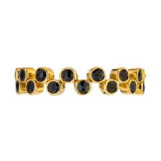 Sethi Couture Zig Zag Black Diamond Gold Band: 18K yellow gold band featuring 28 rose cut black diamonds totaling 0.50ct, set in a zig-zag pattern