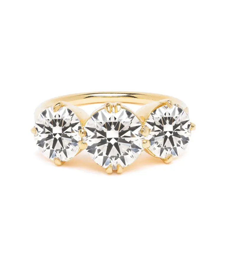 Billie 3.22 3-Stone Lab-Grown Diamond Engagement Ring by Sofia Kaman, featuring three round brilliant-cut diamonds set in 14K yellow gold.