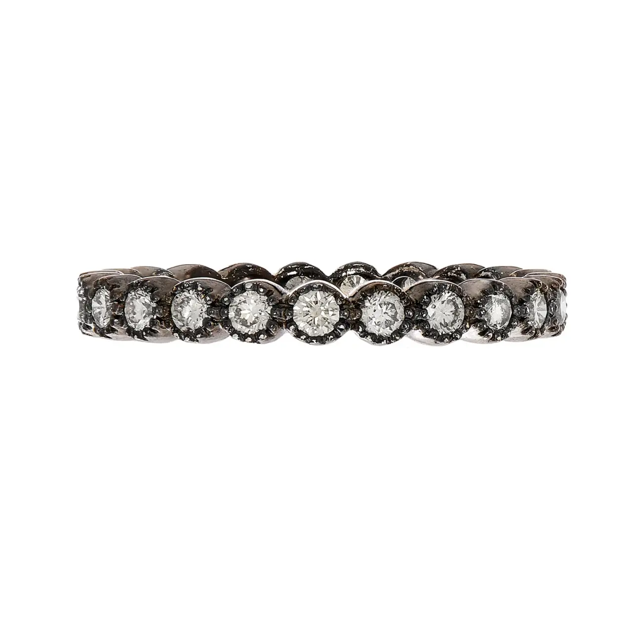Sethi Couture 18K yellow gold Bezel White Diamond Band featuring 24 brilliant-cut G-H color, SI1-VS2 clarity diamonds totaling 0.70ct, with milgrain detailing, perfect for stacking or as a standalone piece.