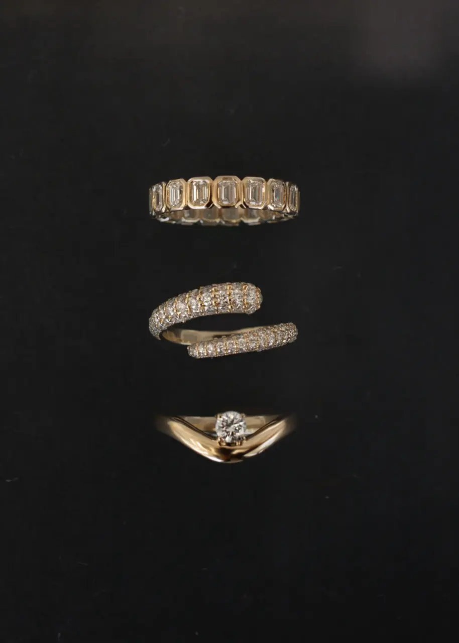Kinn Studio Pavé Wrap Around Ring in 14K gold with 1.07 ctw lab diamonds across the front wrap.
