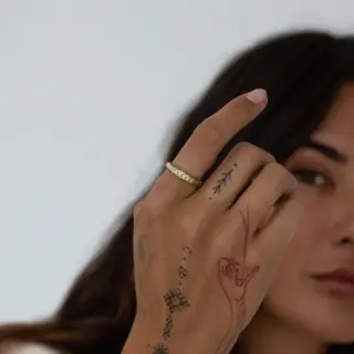 14k gold tapered diamond ring with sleek half-channel setting – Crested Ring from Audry Rose Jewelry