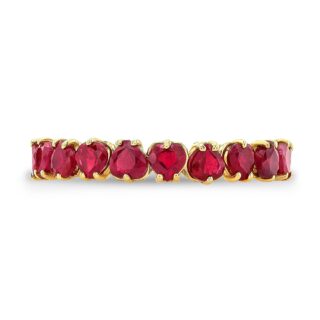 Lovie Ruby Ring by Anye Designs featuring 1.30 ct heart-shaped natural rubies in 14K yellow gold setting.