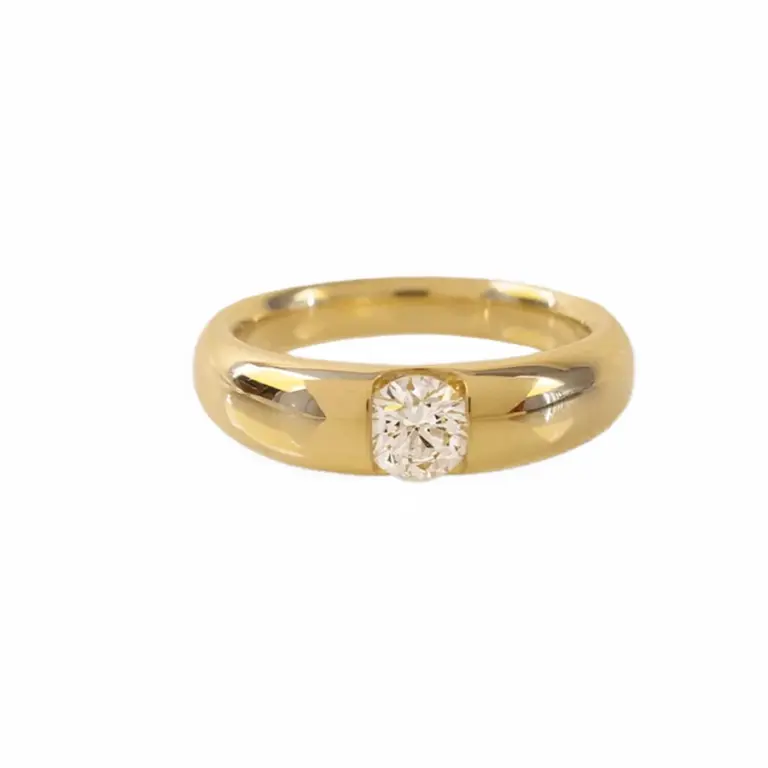 Annika Tension Set Diamond Ring in 14k solid gold featuring a 0.50 ct round brilliant lab-grown diamond with VS2 clarity and G color