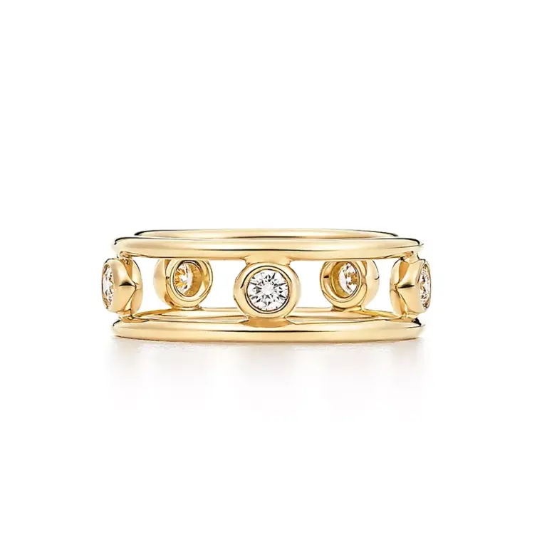 Elsa Peretti® Diamonds by the Yard® Ring in 18K Yellow Gold with five bezel-set round brilliant diamonds totaling 0.25 carats