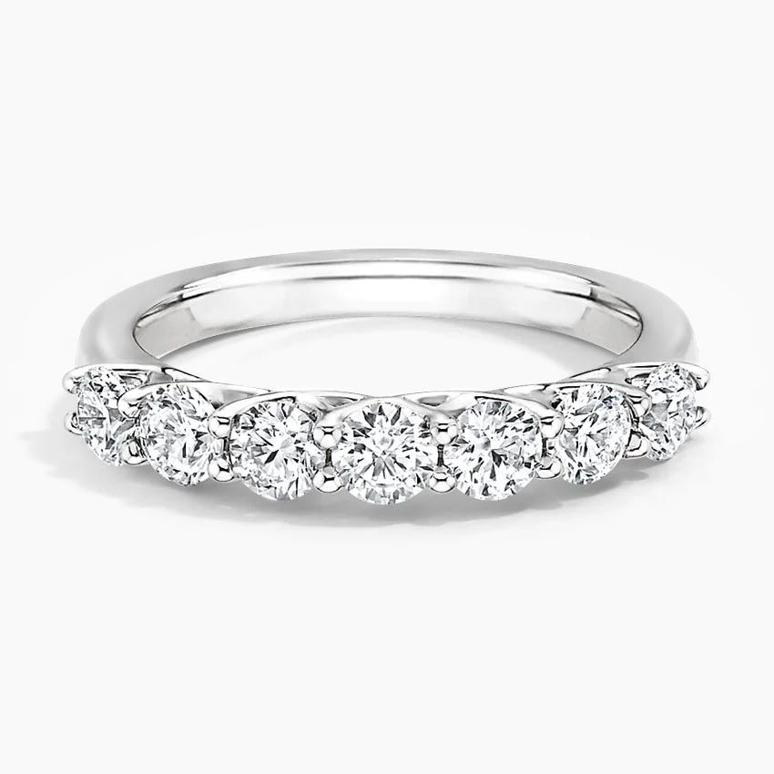 Seven‑Stone Trellis Lab Diamond Ring from Brilliant Earth—⅞ ct. tw. of round lab-grown diamonds in white gold trellis setting.