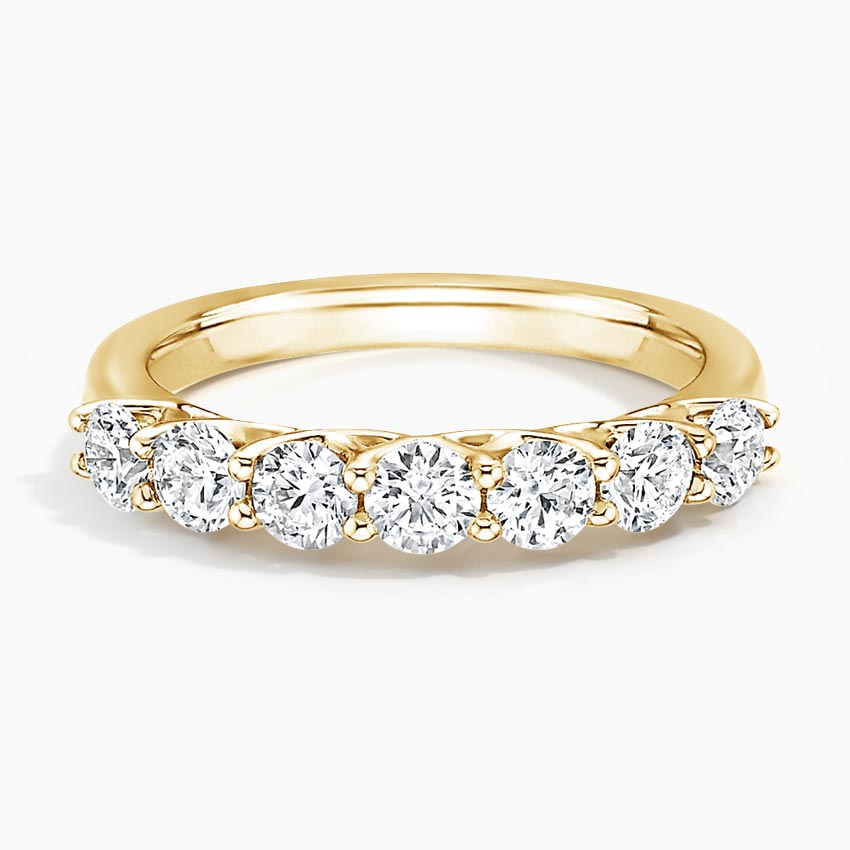 Seven‑Stone Trellis Lab Diamond Wedding Band in white gold featuring lab-grown diamonds and ethical recycled metal.