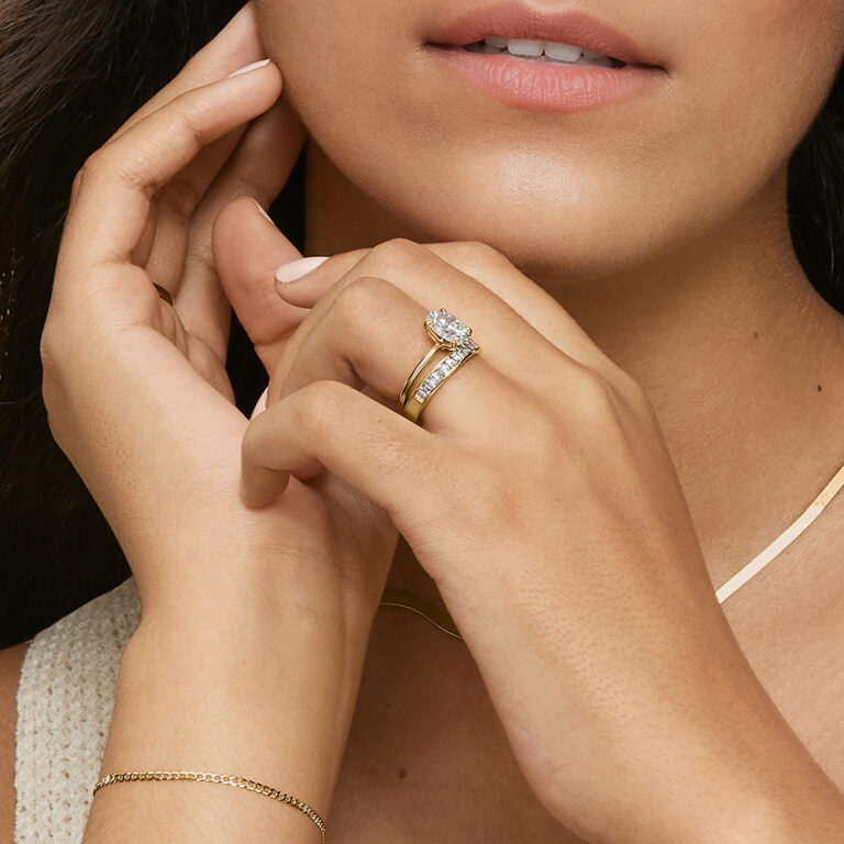 1 ct. tw. baguette lab diamond ring with sleek channel setting in solid gold band