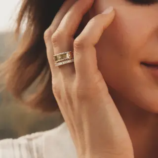 14k gold diamond ring featuring celestial starburst design – Sol ring by Brilliant Earth