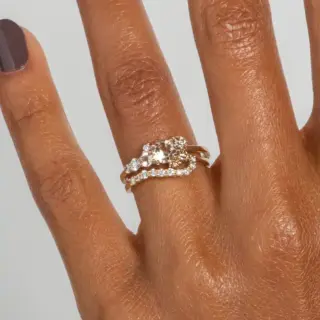 Ethically sourced Burst Cluster Morganite Ring by Bario Neal, showcasing a 5mm morganite and ombré diamonds in a 14kt yellow gold setting.