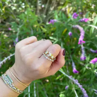 Detailed view of the Diamond Crown Ring's underside, showcasing the craftsmanship and solid gold construction.