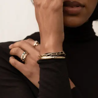 Detailed view of the Demi Demi Plus 8 Ring's underside, showcasing the craftsmanship and solid gold setting.