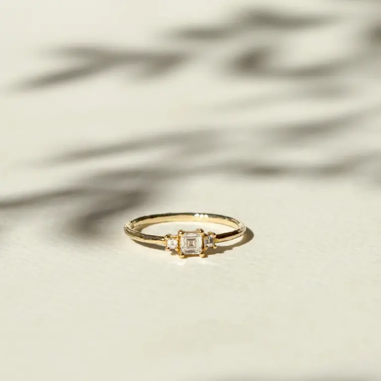 Grace Lee triple-stone diamond ring with brilliant round diamonds – perfect for anniversaries or engagements