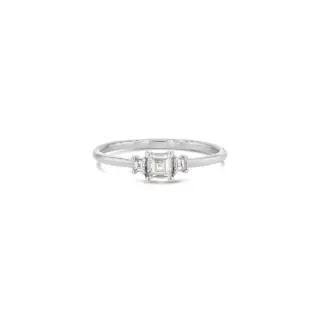 Triple Carrera Diamond Ring by Grace Lee – three sparkling round diamonds set in 14k gold band