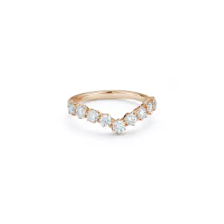 NYC‑made Catherine V Band: gold chevron ring with sparkling diamonds.