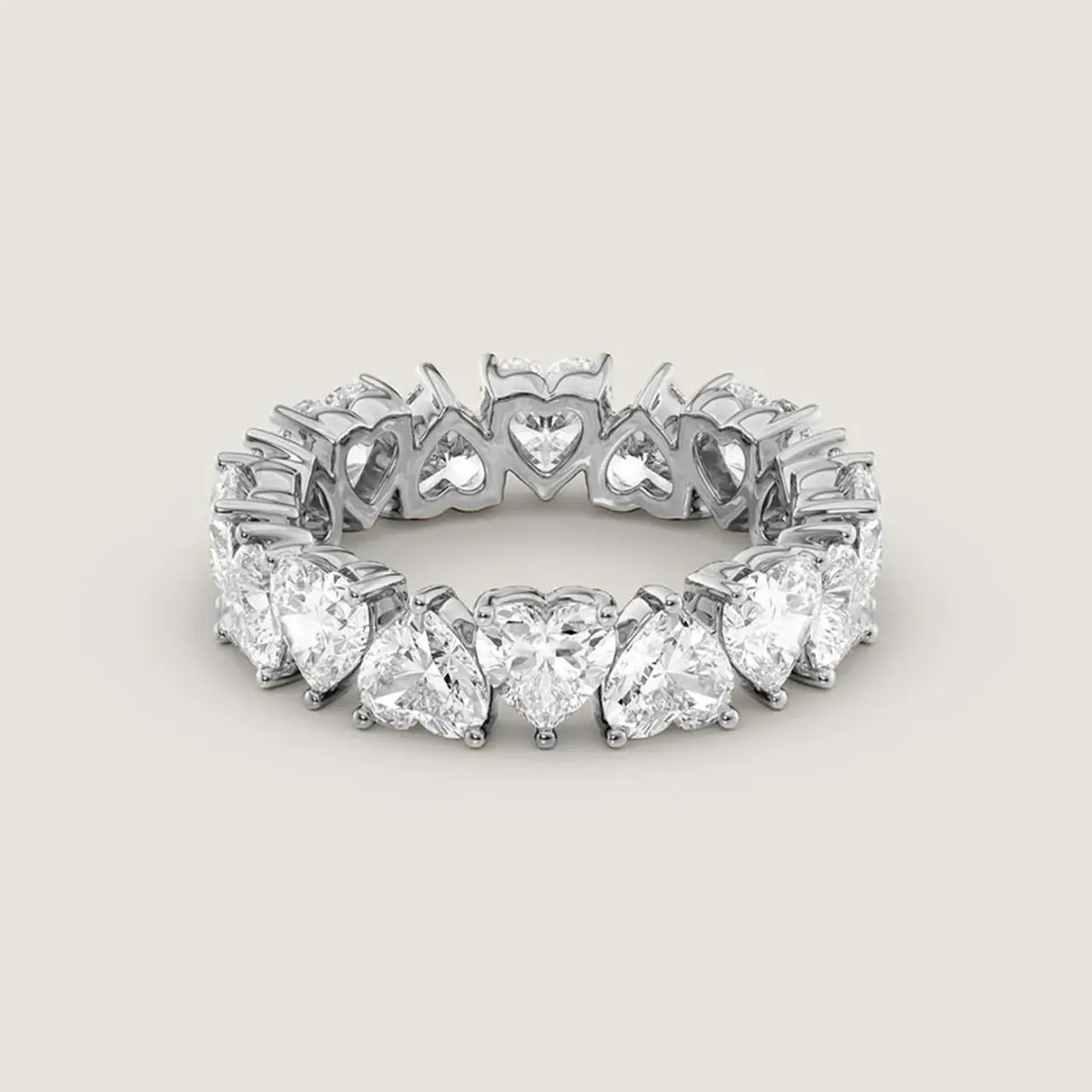 Kinn studio created ring with heart shape natural diamonds