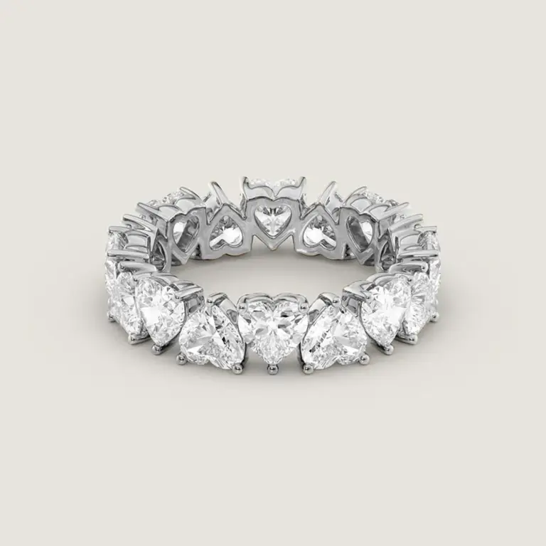 Kinn studio created ring with heart shape natural diamonds