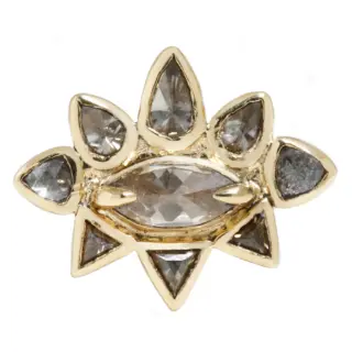 18k yellow gold Sunrise Ring with 1.21 ct total diamonds, marquise center, vintage-inspired design by Esqueleto