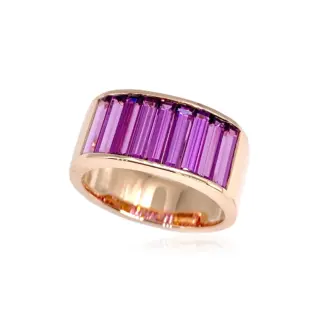 Large baguette stacker ring by Jane Taylor in 14K gold with purple garnet (2.99 ctw)