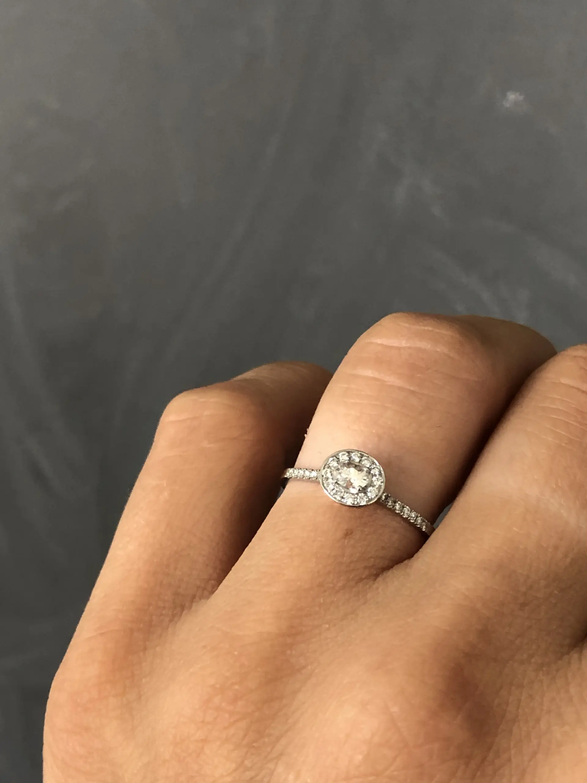 Mindaugas's white gold halo diamond ring