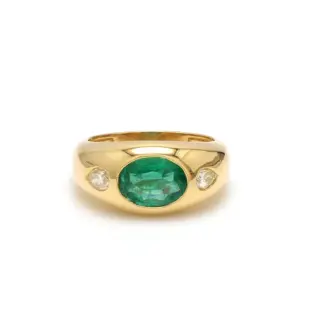 Oval emerald cut diamond dome ring in 14k and 18k gold – bold statement ring by Audrey Nicole Diamonds