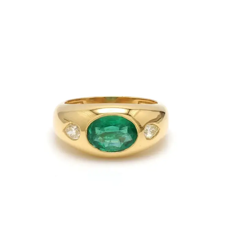 Oval emerald cut diamond dome ring in 14k and 18k gold – bold statement ring by Audrey Nicole Diamonds