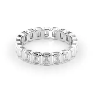 eyzar Emerald Bezel Eternity Ring in 14K white gold with 2.0 ct emerald‑cut diamonds