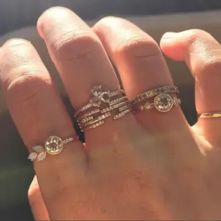 Elegant champagne diamond ring with milgrain bezel and signature Echo band in solid gold