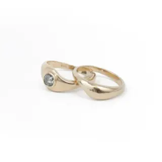 Gray diamond bezel ring by Seaworthy PDX in 14K recycled gold, designed to stack elegantly or stand alone