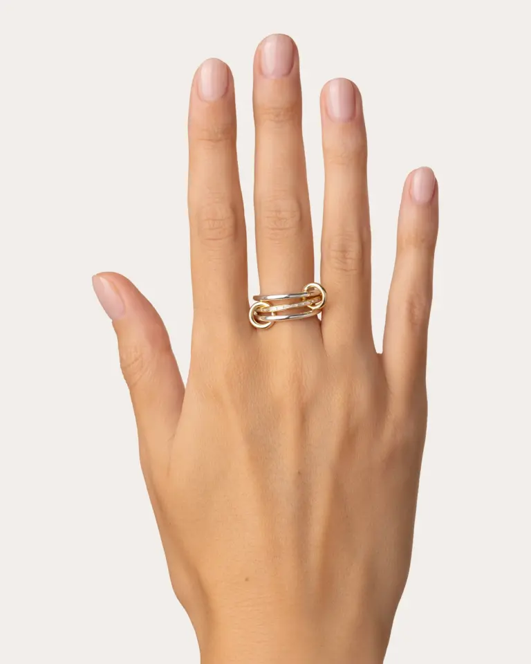 Spinelli Kilcollin linked gold ring with pavé diamond detailing – modular and stackable fine jewelry