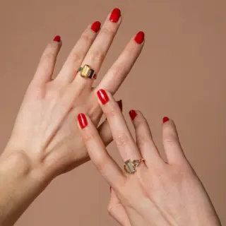 Model wearing the Path Ring, emphasizing its bold and artistic aesthetic.
