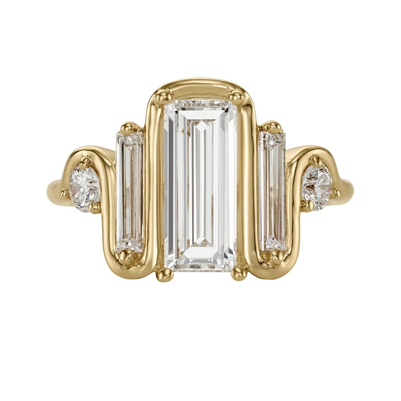 Triple Baguette Diamond Wave Ring Large Packshot