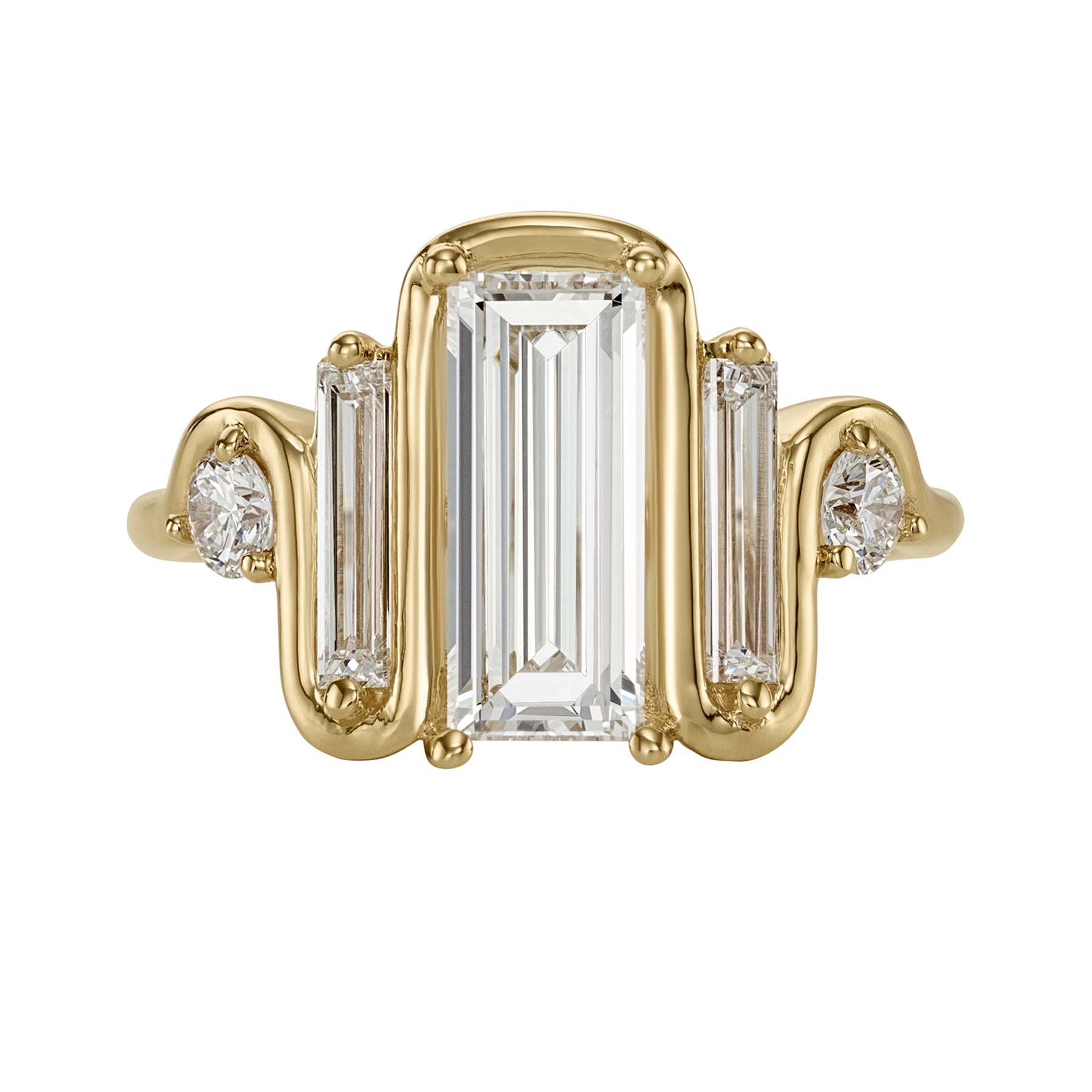 Triple Baguette Diamond Wave Ring Large Packshot