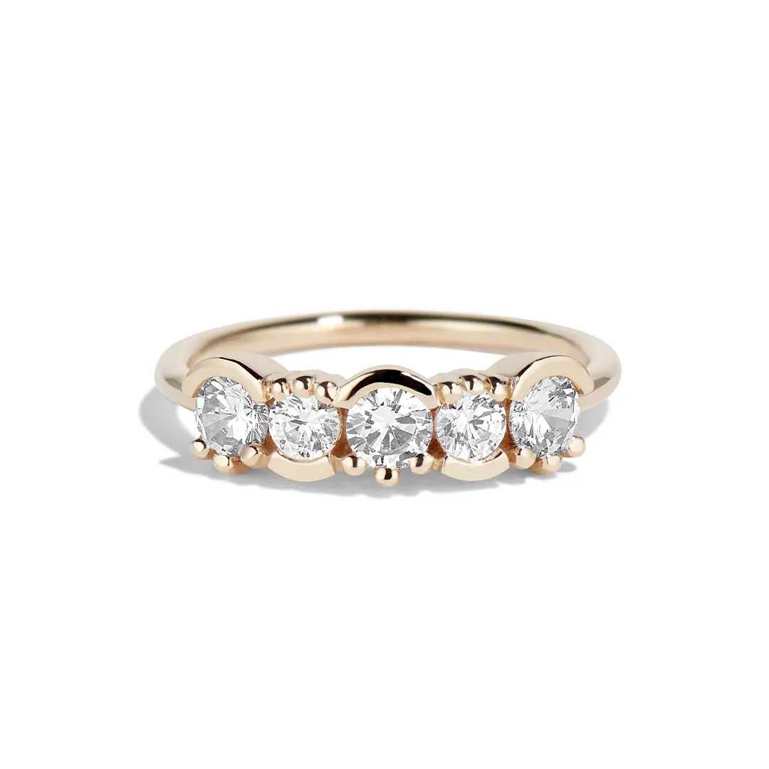Lash Linear Diamond Ring on a finger—contemporary line of diamonds in lash setting highlighting understated ethical luxury.