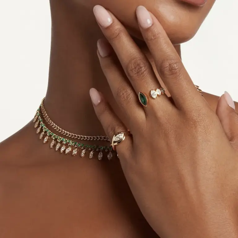 Diamond Marquise Pave Vine Pinky Ring by SHAY – delicate 9 mm wide band in rose, white, or black gold