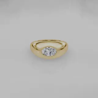 Petite Oval Dome Band by VRAI featuring a 1.0 ct oval VRAI created diamond in a 14K yellow gold domed band