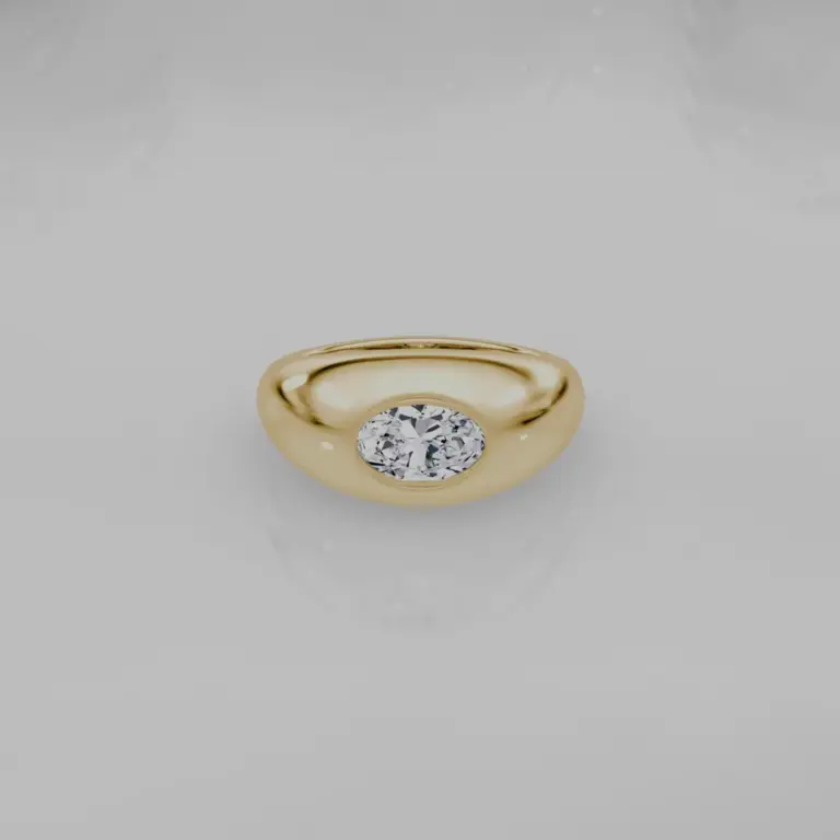 Petite Oval Dome Band by VRAI featuring a 1.0 ct oval VRAI created diamond in a 14K yellow gold domed band