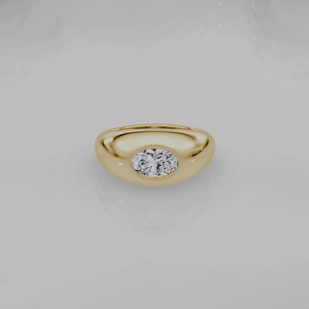 Petite Oval Dome Band by VRAI featuring a 1.0 ct oval VRAI created diamond in a 14K yellow gold domed band