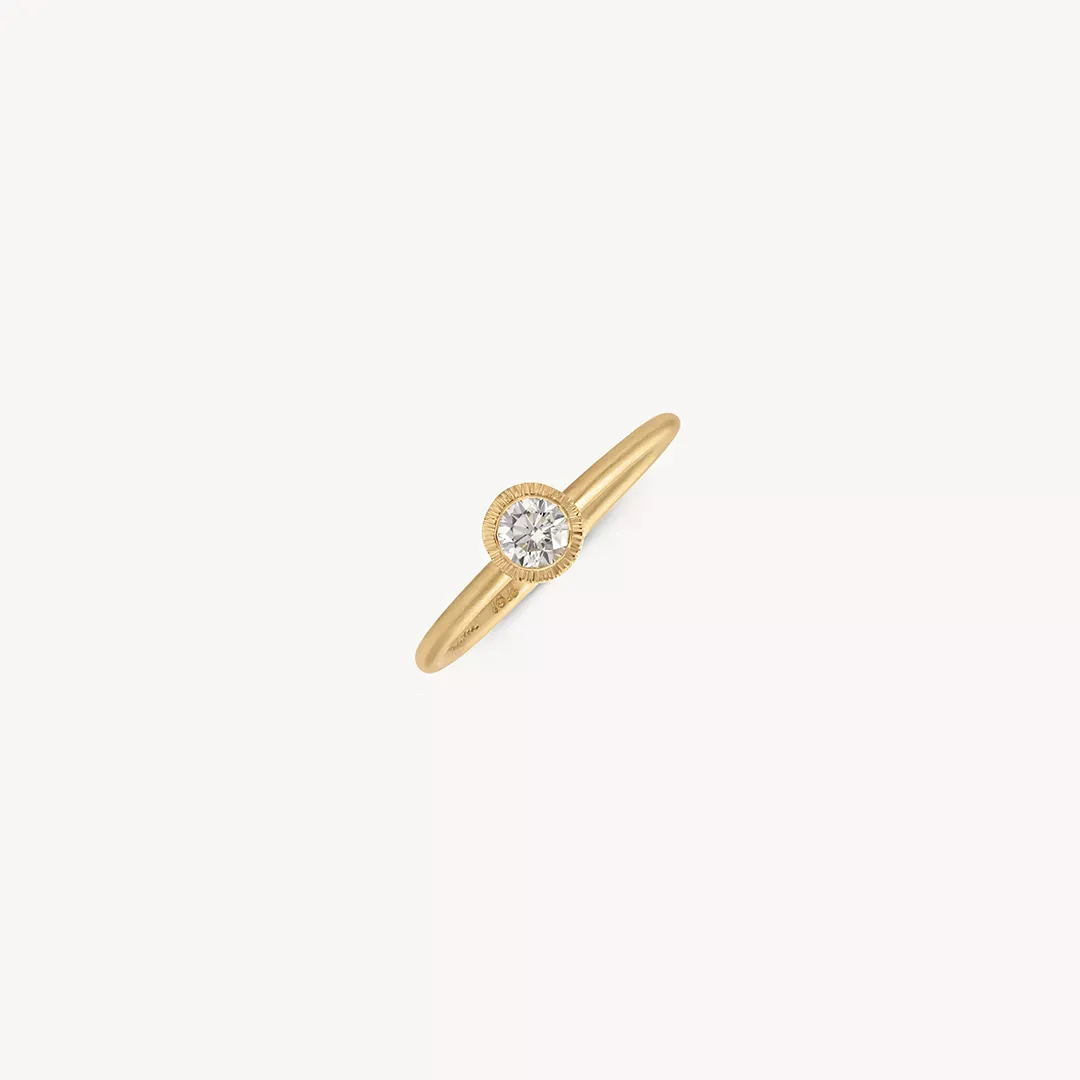18K Brushed Bezel Diamond Solitaire Ring by Audry Rose