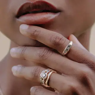 Model wearing the Grey Diamond Lana Band, emphasizing its elegant and versatile aesthetic.