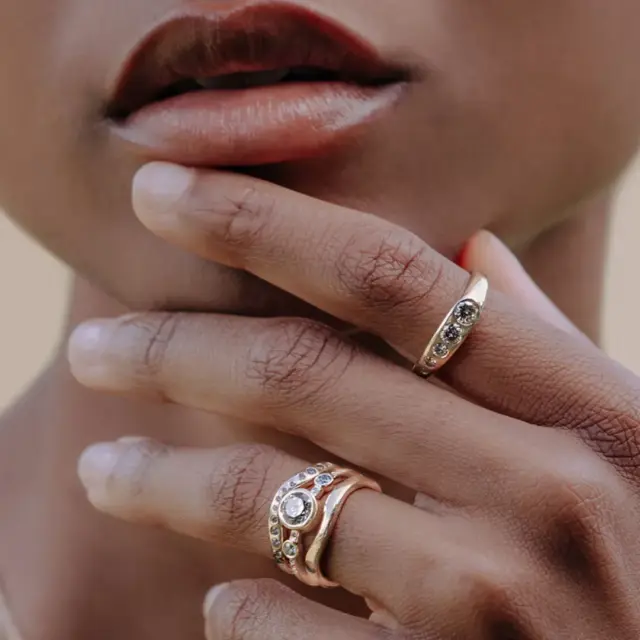 Model wearing the Grey Diamond Lana Band, emphasizing its elegant and versatile aesthetic.