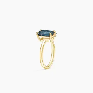 Unique Toi et Moi cocktail ring with London Blue topaz and lab alexandrite, available in 18K yellow, white, or rose gold