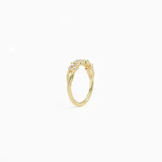 Jardinière Diamond Ring by Brilliant Earth: 18K Yellow Gold band with 0.37ct total diamond weight, showcasing alternating marquise and round diamonds in a nature-inspired design.