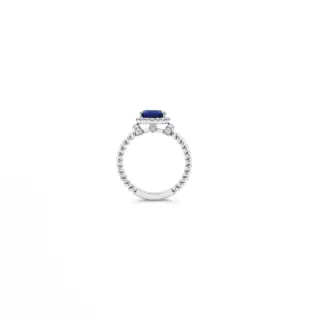 Jack Kelege KGR170S ring: 1.28ct oval sapphire with diamond accents in 18k white gold, handcrafted design.