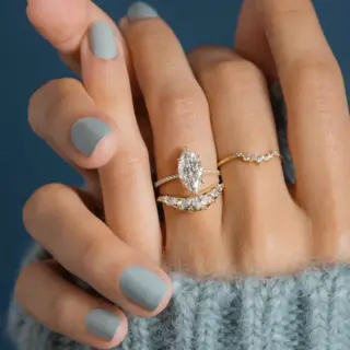 Model wearing the Amplify Band with Marquise Diamonds, emphasizing its elegant and modern aesthetic.