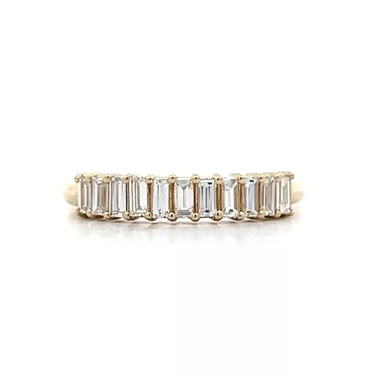 .66 ct baguette diamond stacking band in 14k yellow gold by Filigree Jewelers, understated sparkle for everyday wear