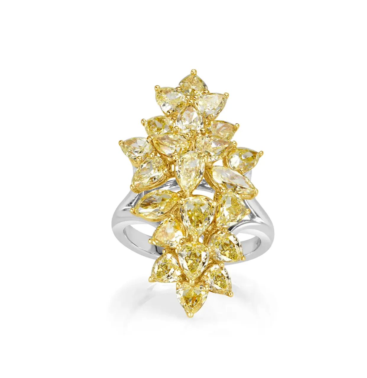 Yellow diamond fancy ring front view