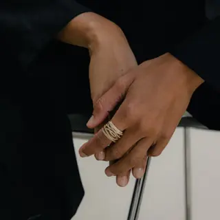 Elegant modern diamond ring with sculptural 18k gold band – The Come Together Ring